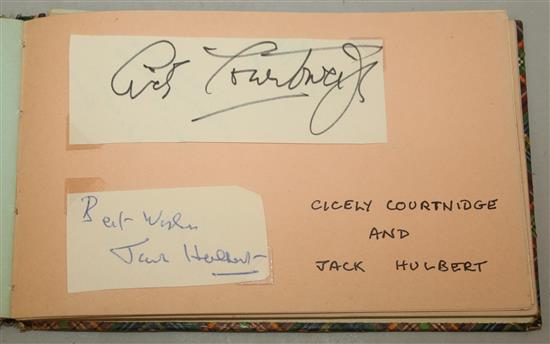 An autograph book with tartan covers,